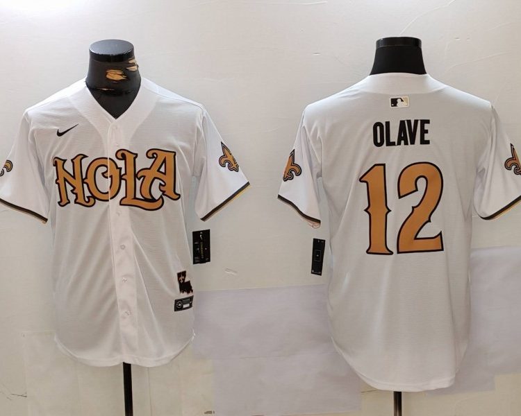 Men's New Orleans Saints Chris Olave #12 White Jersey