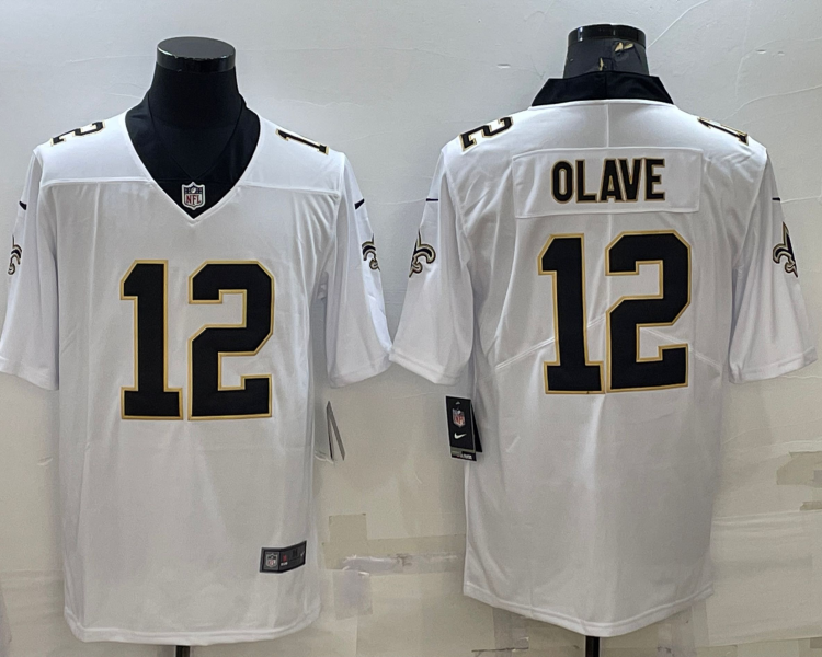 Men's New Orleans Saints Chris Olave #12 White Jersey