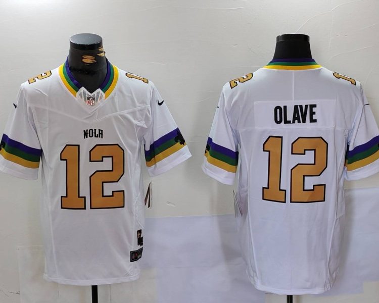 Men's New Orleans Saints Chris Olave #12 White Jersey