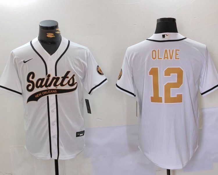 Men's New Orleans Saints Chris Olave #12 White Jersey