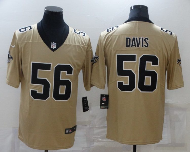 Men's New Orleans Saints Demario Davis #56 Gold Inverted Jersey