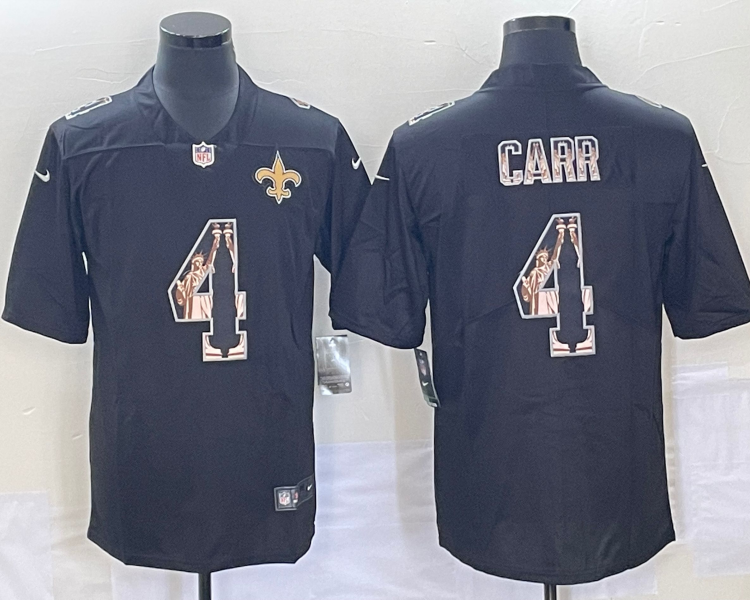 Men's New Orleans Saints Derek Carr #4 Black Team Jersey