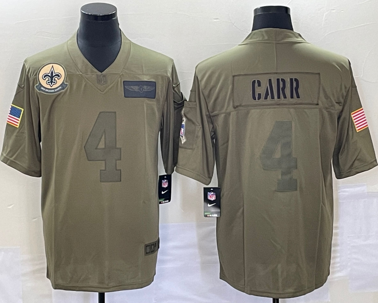 Men's New Orleans Saints Derek Carr #4 Brown Jersey