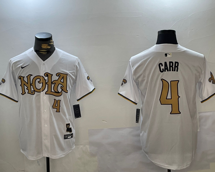 Men's New Orleans Saints Derek Carr #4 White Jersey