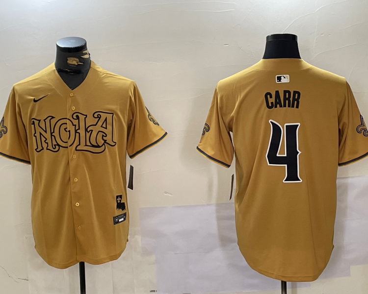 Men's New Orleans Saints Derek Carr #4 Yellow Jersey