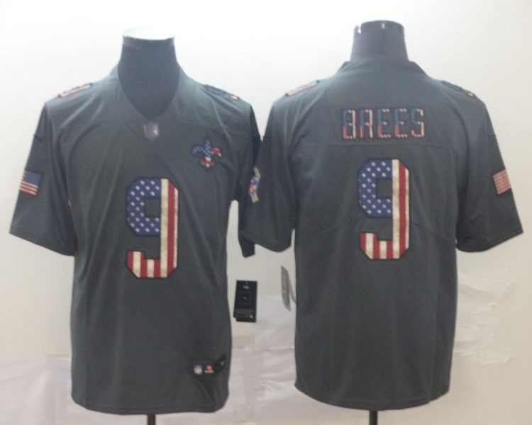 Men's New Orleans Saints Drew Brees #9 Black Alternate Jersey