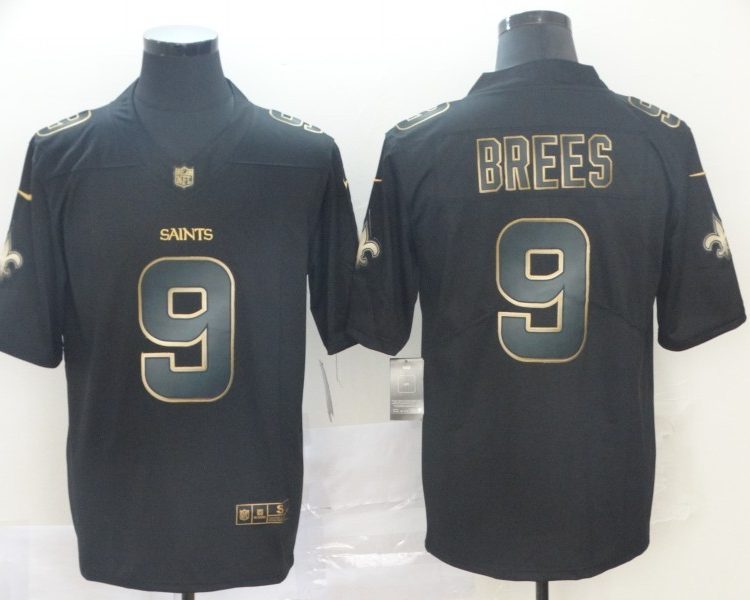 Men's New Orleans Saints Drew Brees #9 Black Jersey