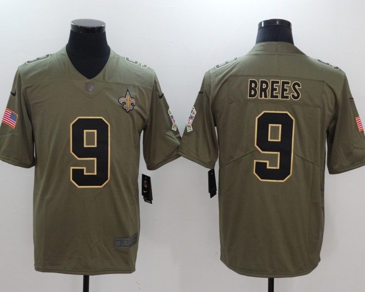 Men's New Orleans Saints Drew Brees #9 Brown Jersey