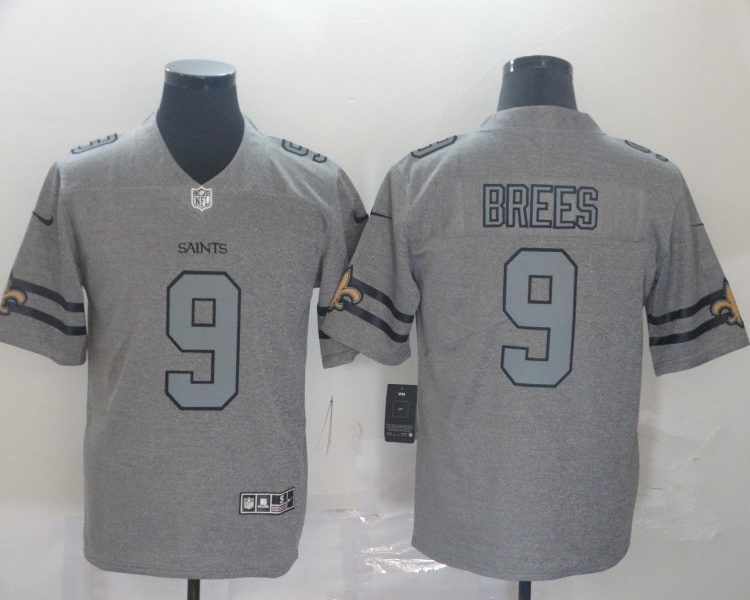 Men's New Orleans Saints Drew Brees #9 Gray Jersey