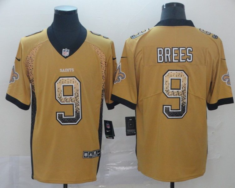 Men's New Orleans Saints Drew Brees #9 Yellow Jersey