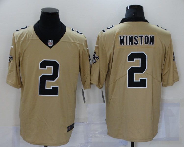 Men's New Orleans Saints Jameis Winston #2 Gold Inverted Jersey