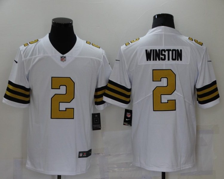 Men's New Orleans Saints Jameis Winston #2 White Alternate Jersey