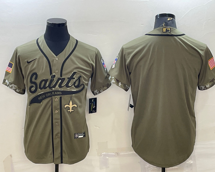 Men's New Orleans Saints Olive 2022 Salute To Service Retired Limited Blank Jersey