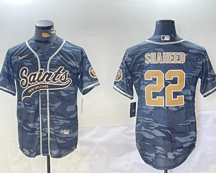Men's New Orleans Saints Rashid Shaheed #22 Grey Camouflage Jersey
