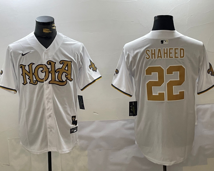 Men's New Orleans Saints Rashid Shaheed #22 White Jersey