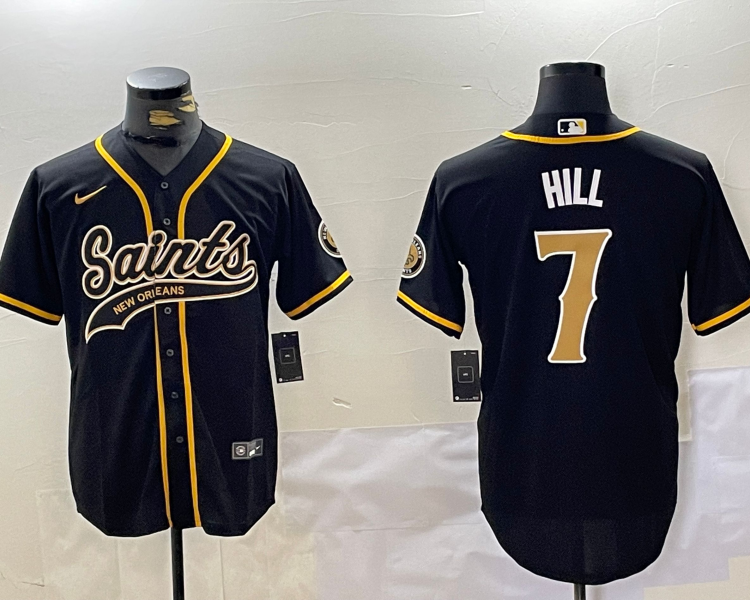 Men's New Orleans Saints Taysom Hill #7 Black Jersey