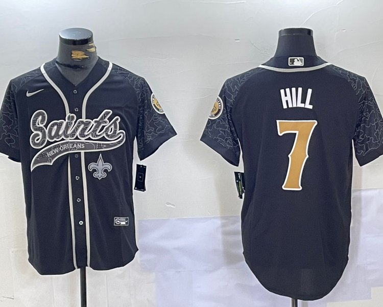 Men's New Orleans Saints Taysom Hill #7 Black RFLCTV Limited Jersey