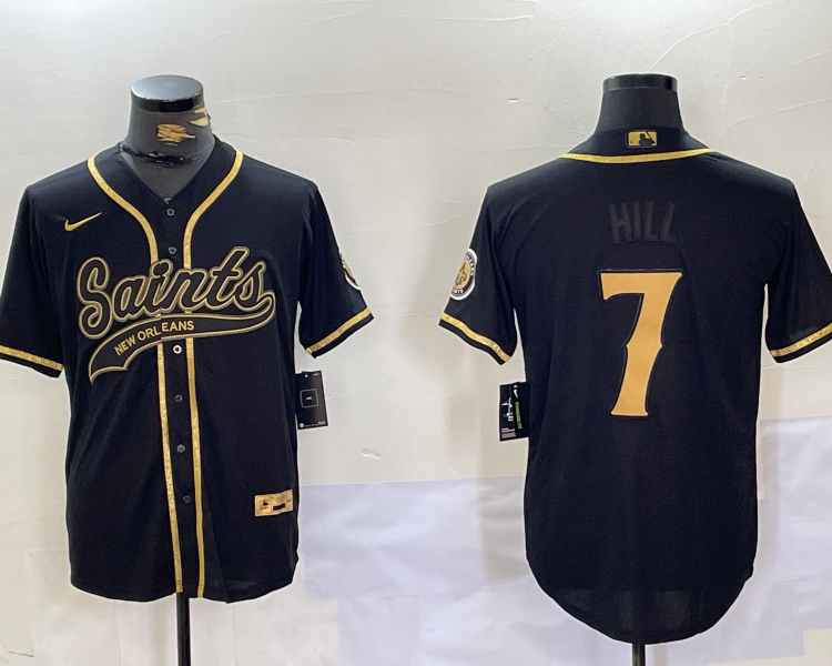 Men's New Orleans Saints Taysom Hill #7 Black Team Jersey