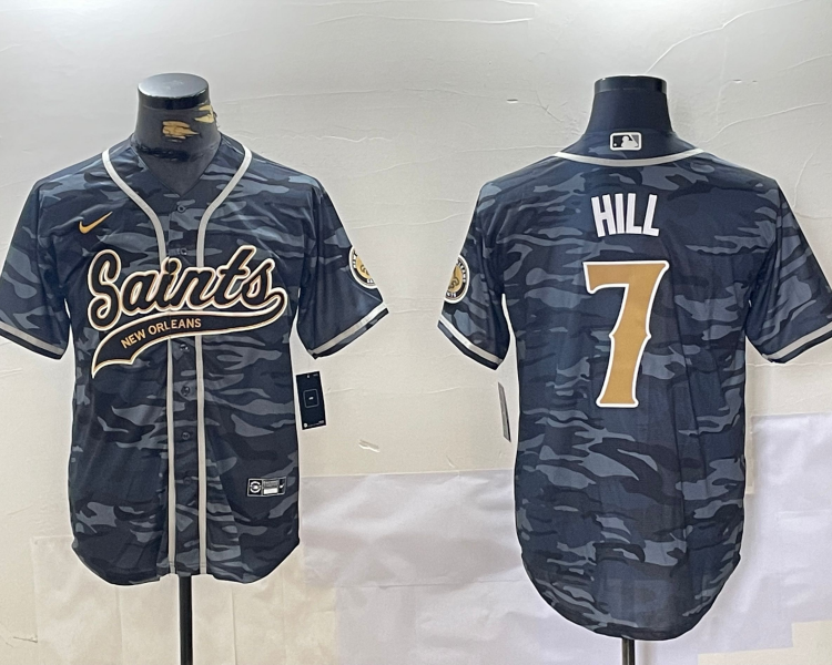 Men's New Orleans Saints Taysom Hill #7 Grey Camouflage Jersey