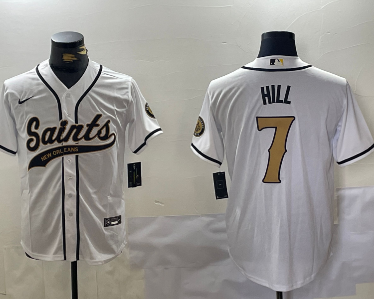 Men's New Orleans Saints Taysom Hill #7 White Jersey