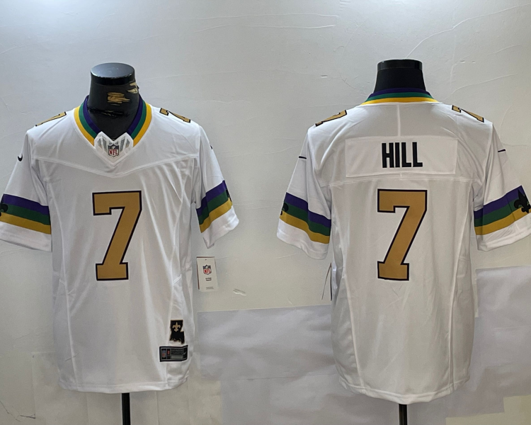 Men's New Orleans Saints Taysom Hill #7 White Jersey