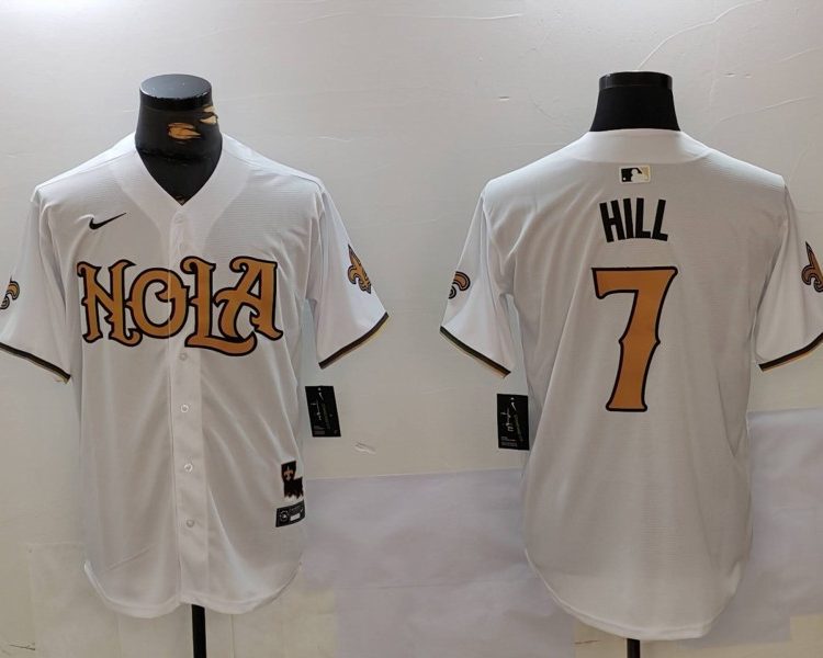 Men's New Orleans Saints Taysom Hill #7 White Jersey