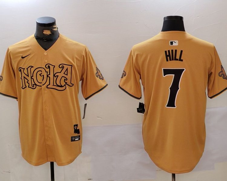 Men's New Orleans Saints Taysom Hill #7 Yellow Jersey