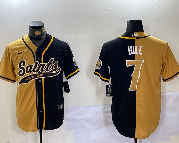 Men's New Orleans Saints Taysom Hill #7 Yllow/Black Jersey