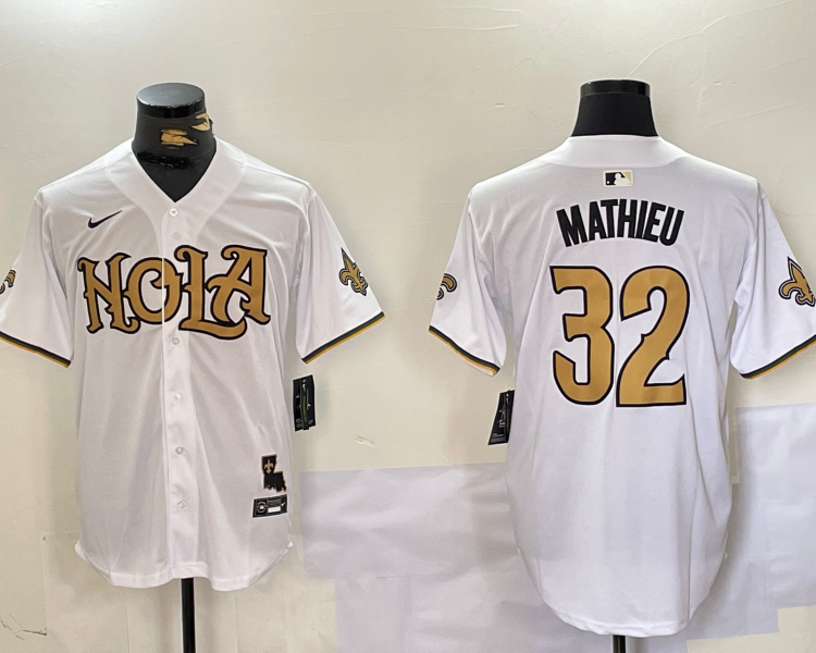 Men's New Orleans Saints Tyrann Mathieu #32 White Jersey