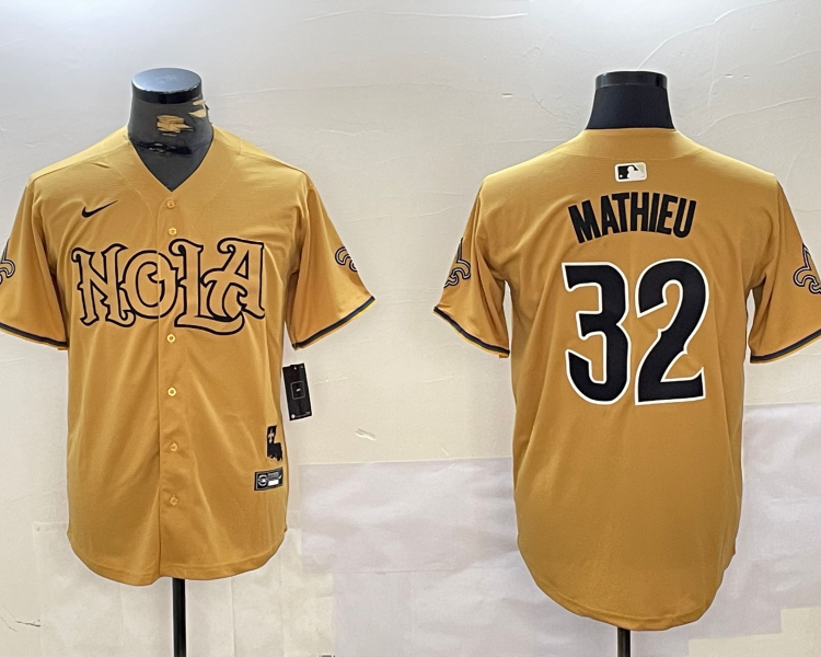 Men's New Orleans Saints Tyrann Mathieu #32 Yellow Jersey