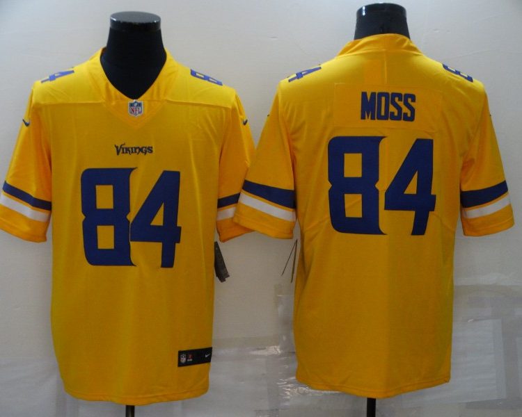 Men's Minnesota Vikings Randy Moss #84 Gold Team Inverted Jersey