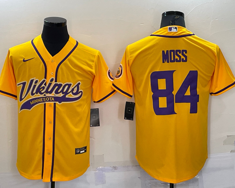 Men's Minnesota Vikings Randy Moss #84 Yellow Jersey Joint Edition
