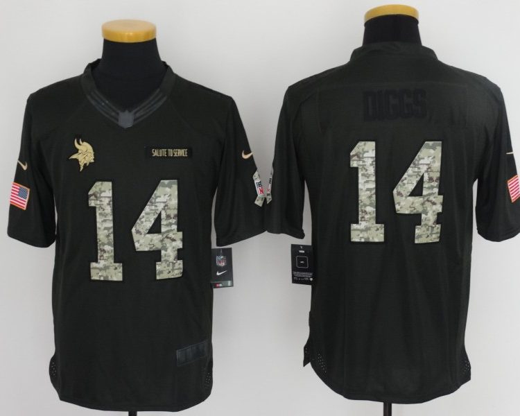 Men's Minnesota Vikings Stefon Diggs #14 Black Alternate Jersey