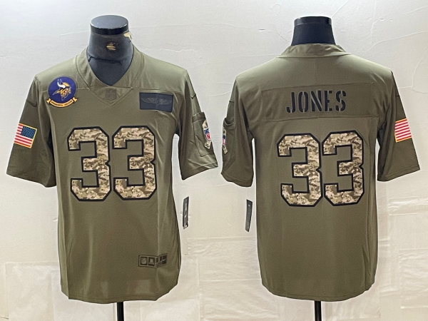 Men's Minnesota Vikings Aaron Jones #33 Olive Jersey