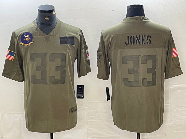 Men's Minnesota Vikings Aaron Jones #33 Olive Jersey