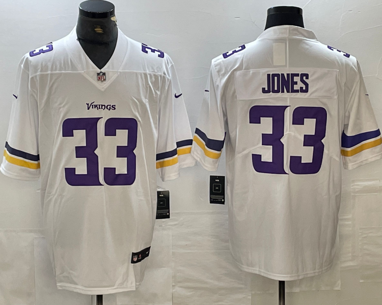 Men's Minnesota Vikings Aaron Jones #33 White Jersey