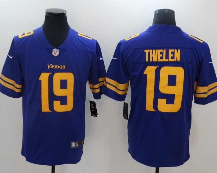 Men's Minnesota Vikings Adam Thielen #19 Jersey Purple Yellow
