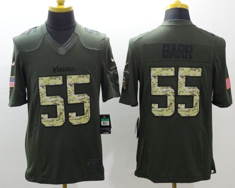 Men's Minnesota Vikings Anthony Barr #55 Army Green Jersey