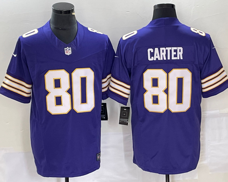 Men's Minnesota Vikings Cris Carter #80 Purple Classic Jersey