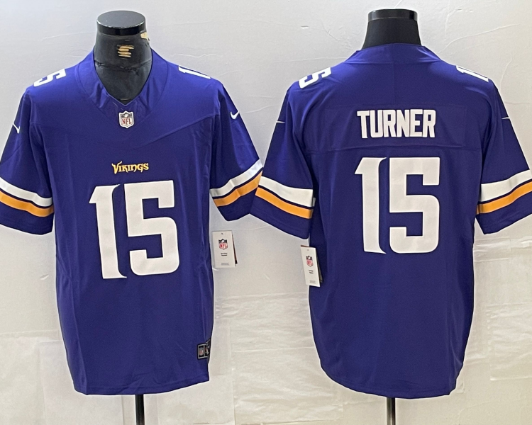 Men's Minnesota Vikings Dallas Turner #15 Purple Jersey