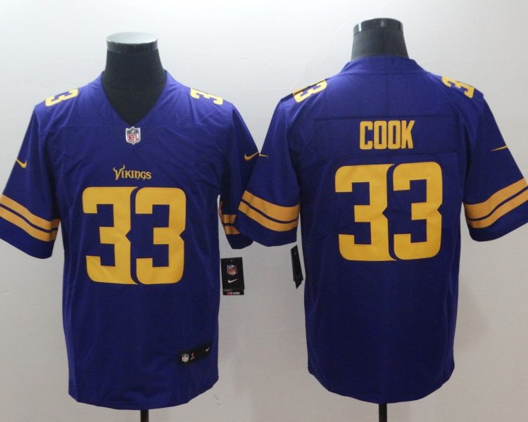Men's Minnesota Vikings Dalvin Cook #33 Jersey Purple Yellow