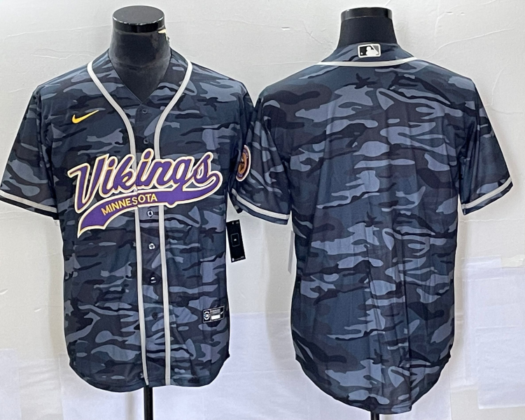 Men's Minnesota Vikings Grey Camouflage Blank Jersey
