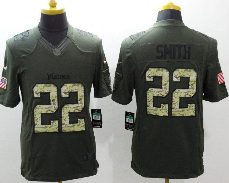 Men's Minnesota Vikings Harrison Smith #22 Army Green Jersey