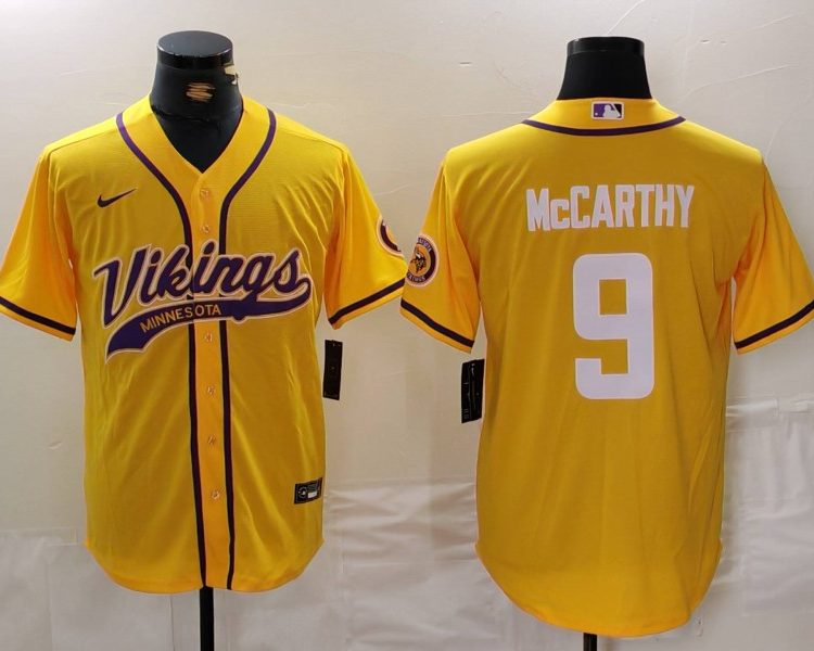 Men's Minnesota Vikings J.J. McCarthy #9 Yellow Jersey