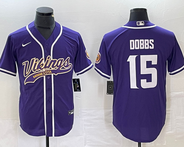 Men's Minnesota Vikings Joshua Dobbs #15 Purple Jersey Joint Edition