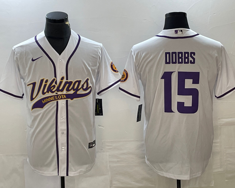 Men's Minnesota Vikings Joshua Dobbs #15 White Jersey Joint Edition