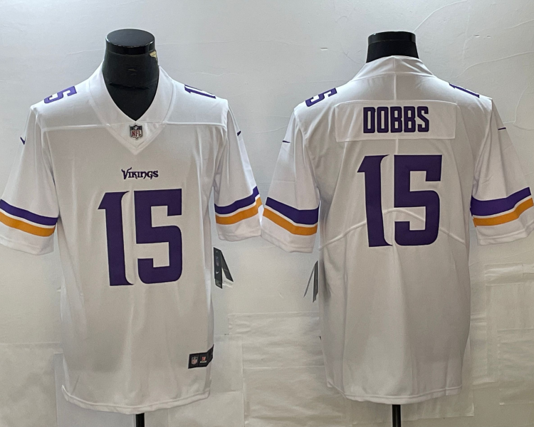Men's Minnesota Vikings Joshua Dobbs #15 White Jersey