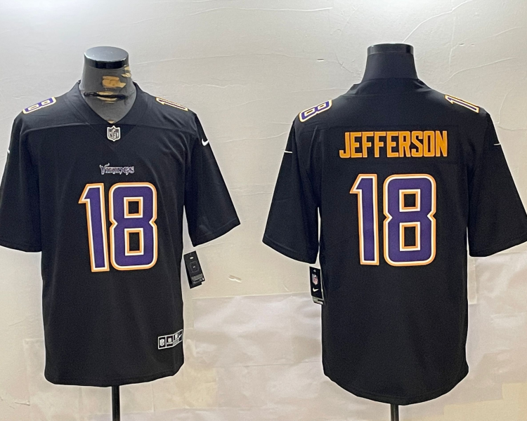 Men's Minnesota Vikings Justin Jefferson #18 Black Jersey