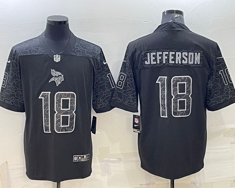 Men's Minnesota Vikings Justin Jefferson #18 Black RFLCTV Limited Jersey