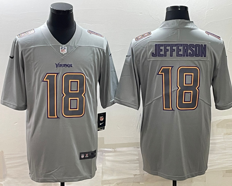 Men's Minnesota Vikings Justin Jefferson #18 Gray Atmosphere Jersey
